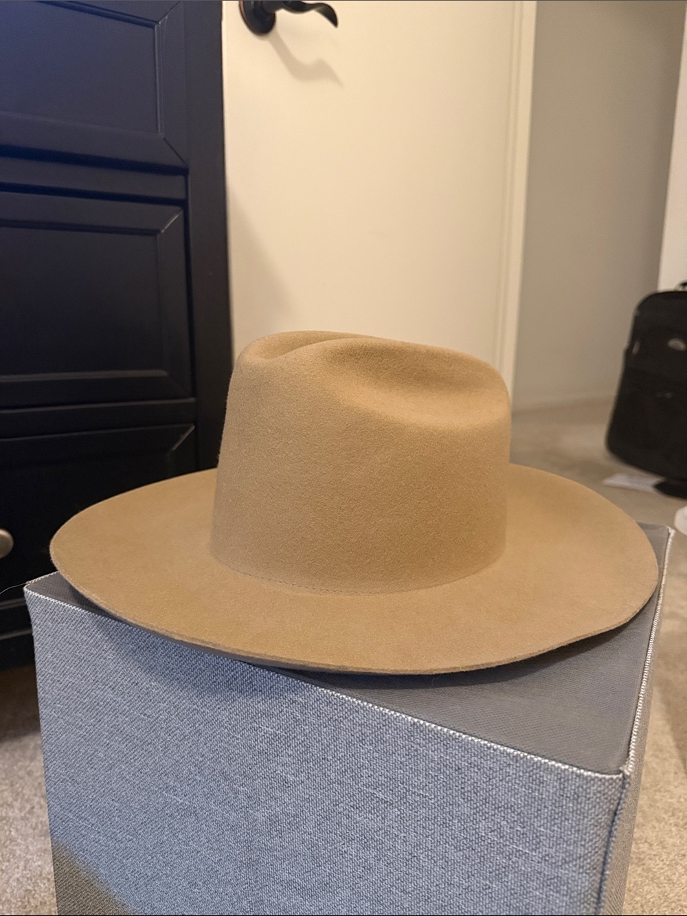 GIGI PIP Wide-Brim Felt Hat in Camel Tan